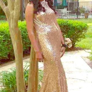 Rose Gold, mermaid, sequins dress. Worn. once.